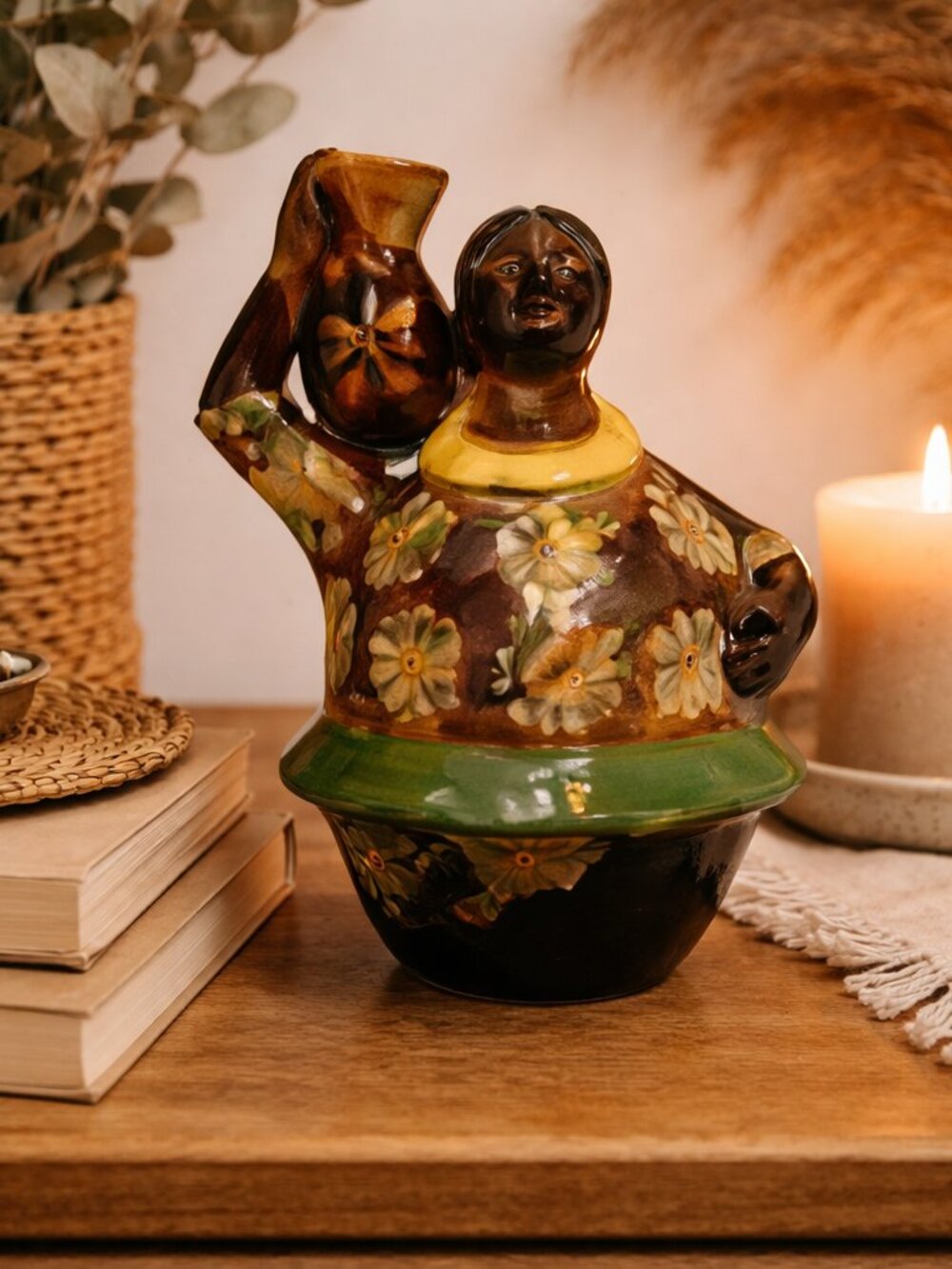 Rare Vintage Chulucanas Peru Signed Sandoval Valdez Pottery Figurine Folk Decor - Picture 2 of 11
